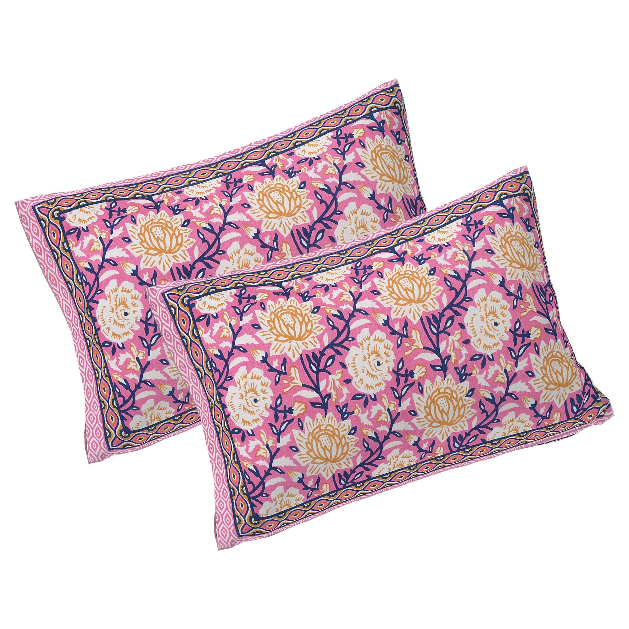 Rudra Bazaar Pink 210 TC Cotton Double King Bedsheet With 2 Pillow Covers