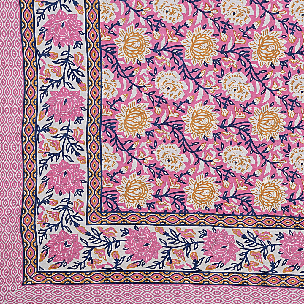 Rudra Bazaar Pink 210 TC Cotton Double King Bedsheet With 2 Pillow Covers