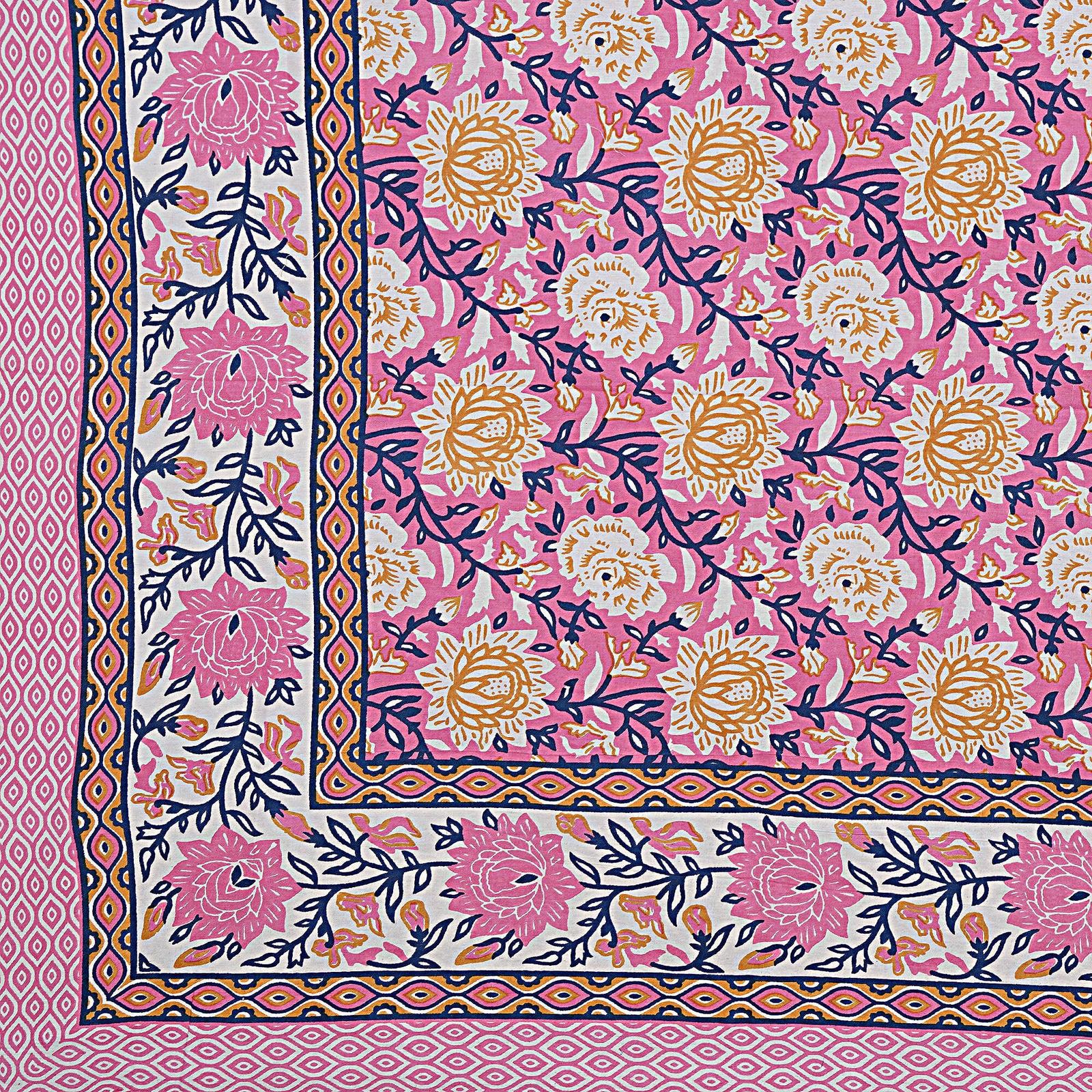 Rudra Bazaar Pink 210 TC Cotton Double King Bedsheet With 2 Pillow Covers