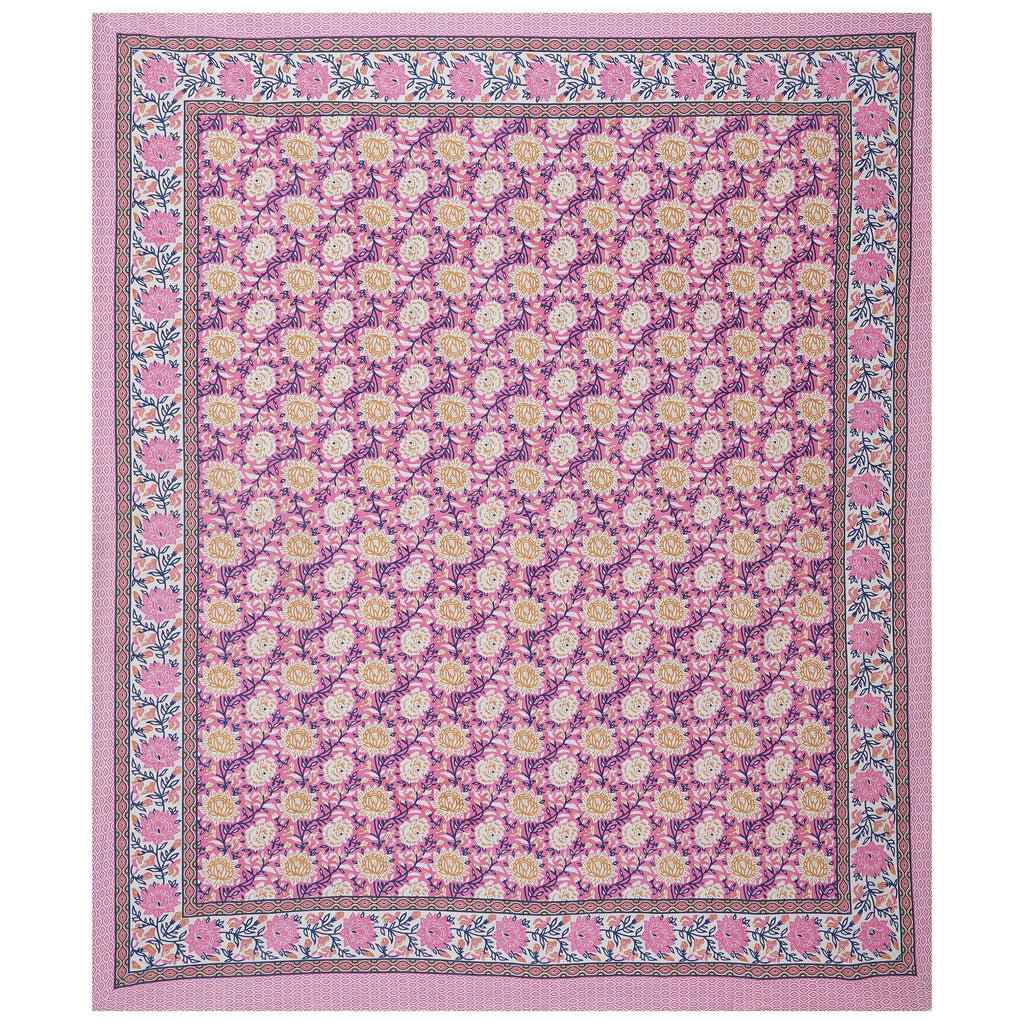 Rudra Bazaar Pink 210 TC Cotton Double King Bedsheet With 2 Pillow Covers