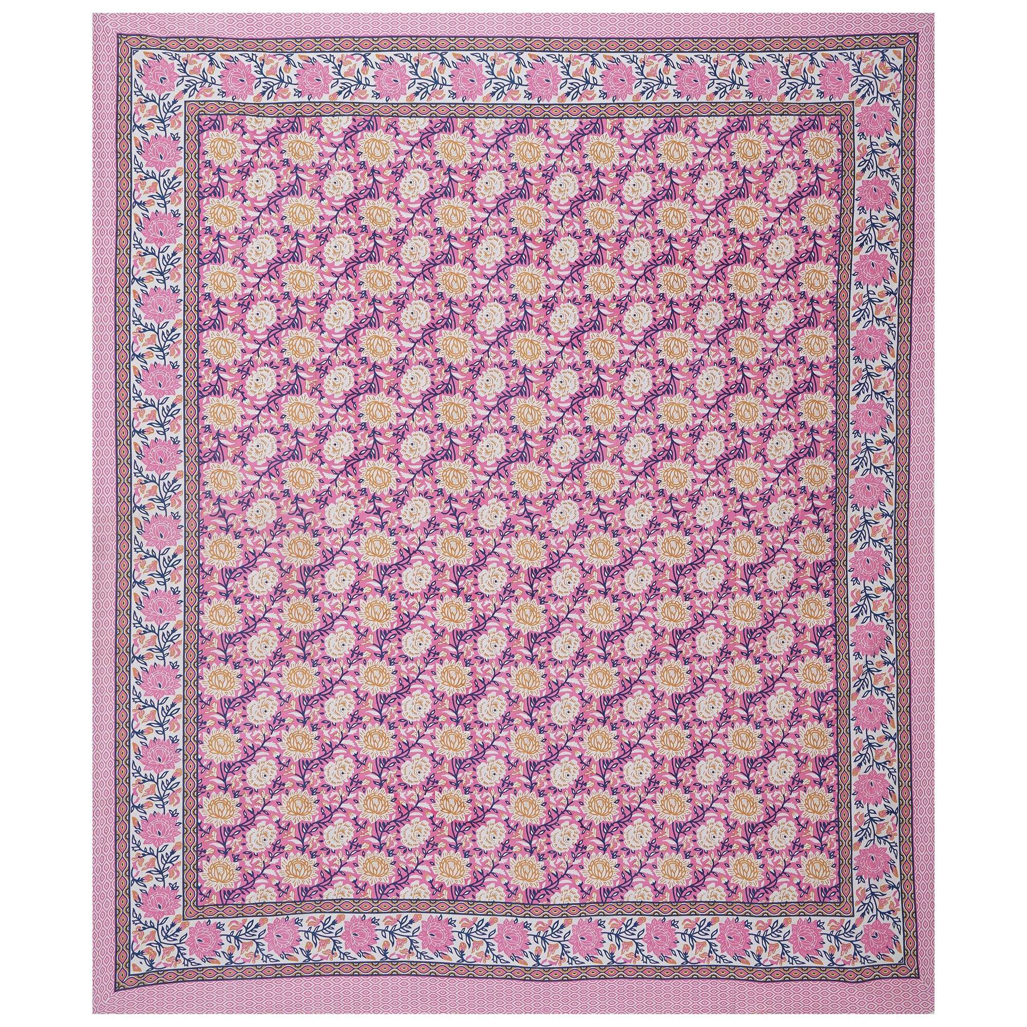 Rudra Bazaar Pink 210 TC Cotton Double King Bedsheet With 2 Pillow Covers