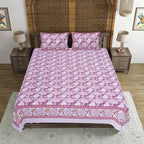 Rudra Bazaar Purple 210 TC Cotton Double King Bedsheet With 2 Pillow Covers