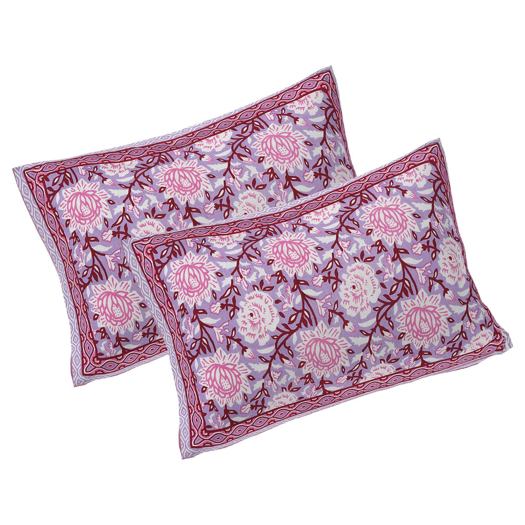 Rudra Bazaar Purple 210 TC Cotton Double King Bedsheet With 2 Pillow Covers