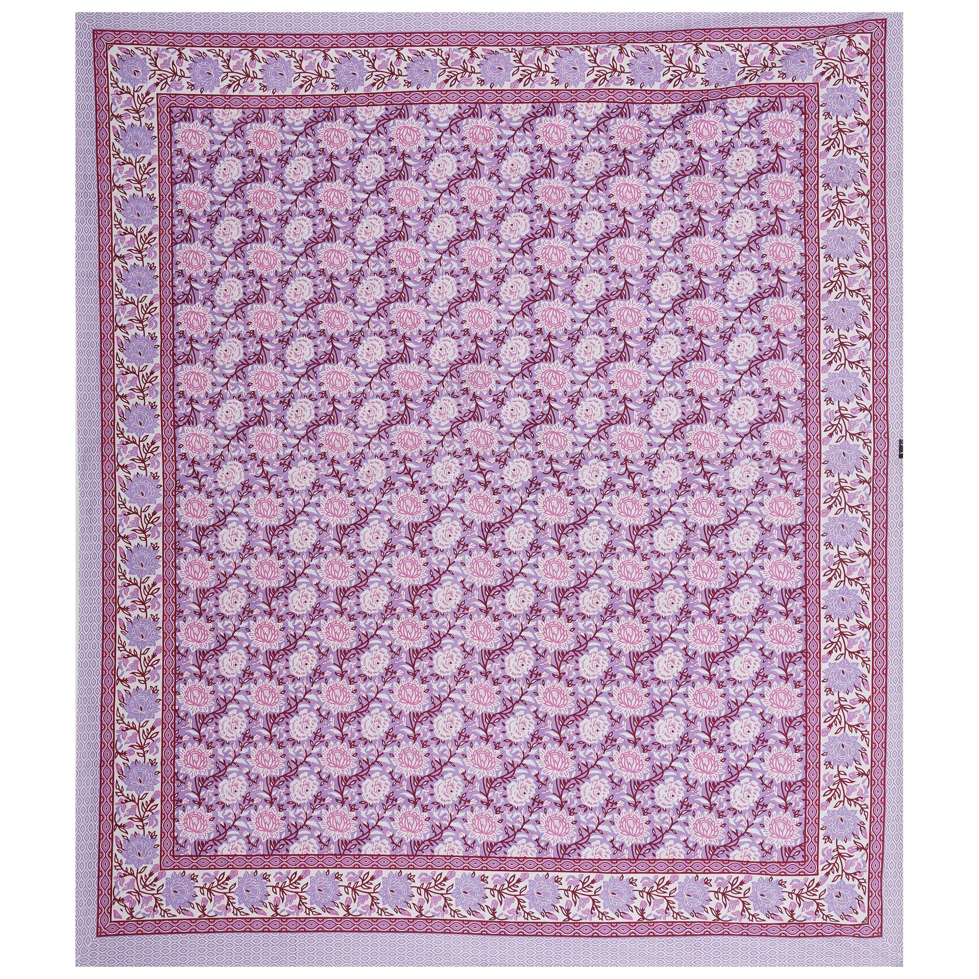 Rudra Bazaar Purple 210 TC Cotton Double King Bedsheet With 2 Pillow Covers