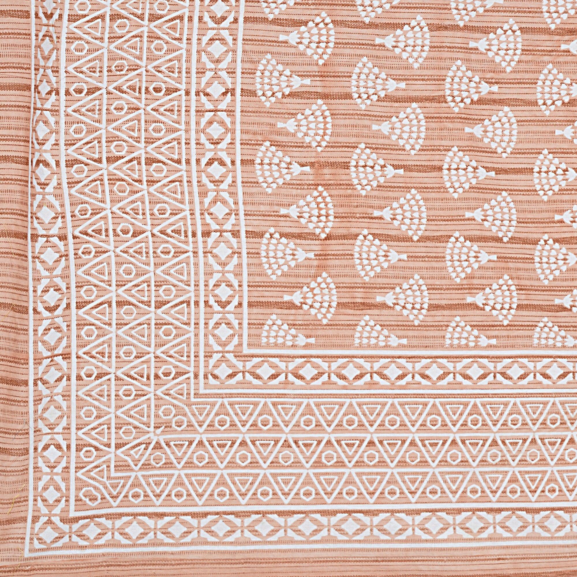 Rudra Bazaar Brown 210 TC Cotton Double King Bedsheet With 2 Pillow Covers