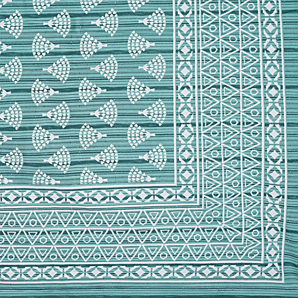 Rudra Bazaar Sea Green 210 TC Cotton Double King Bedsheet With 2 Pillow Covers