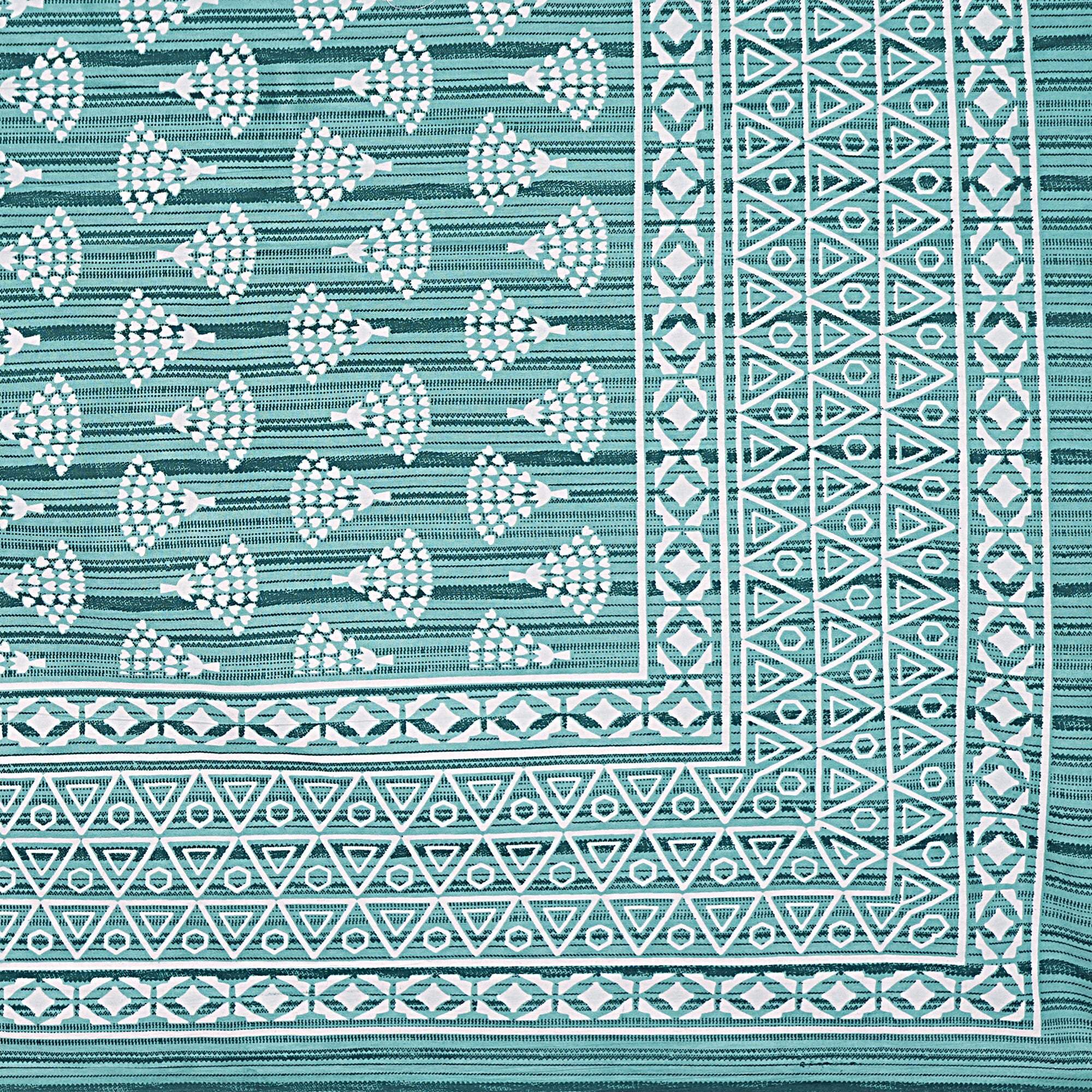 Rudra Bazaar Sea Green 210 TC Cotton Double King Bedsheet With 2 Pillow Covers