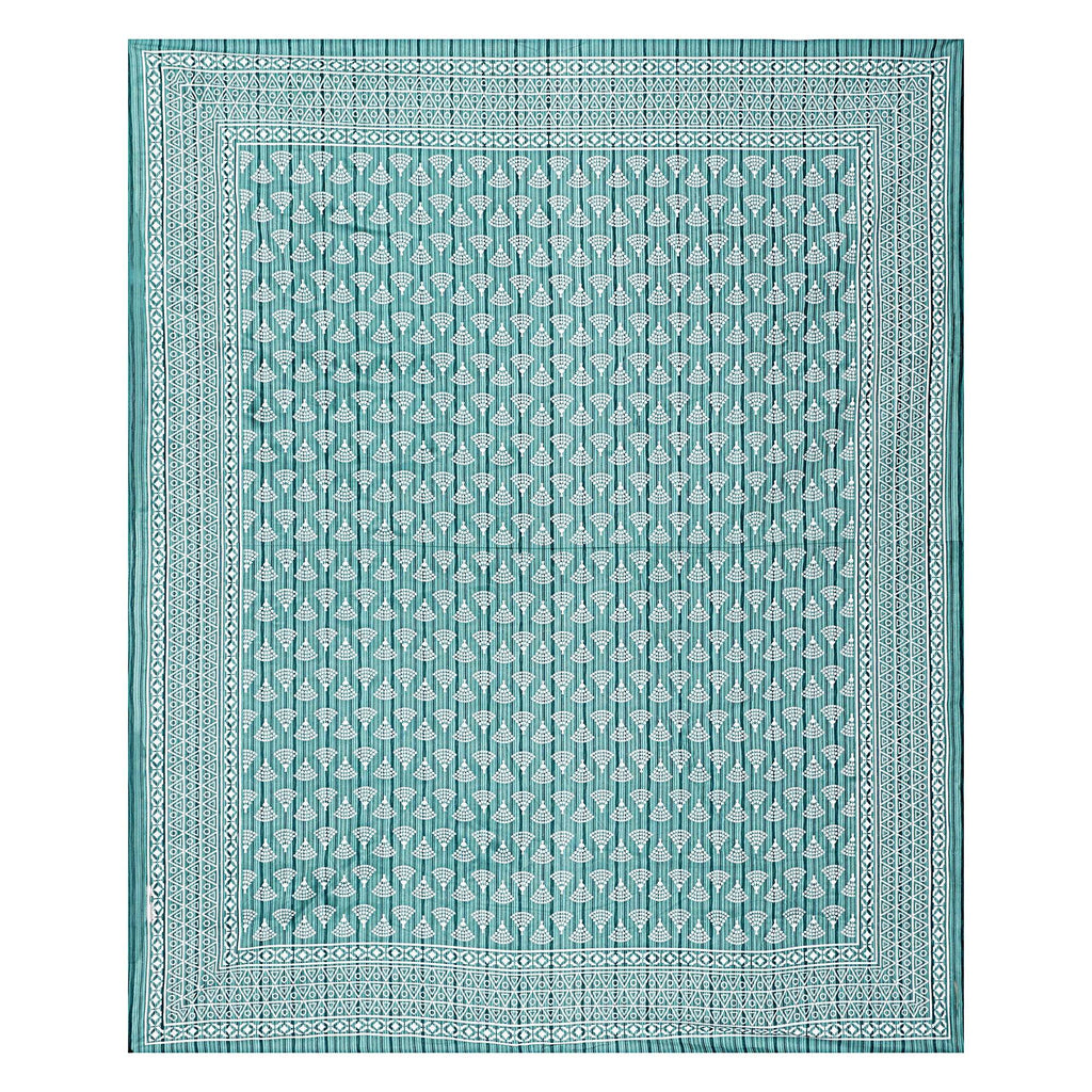 Rudra Bazaar Sea Green 210 TC Cotton Double King Bedsheet With 2 Pillow Covers