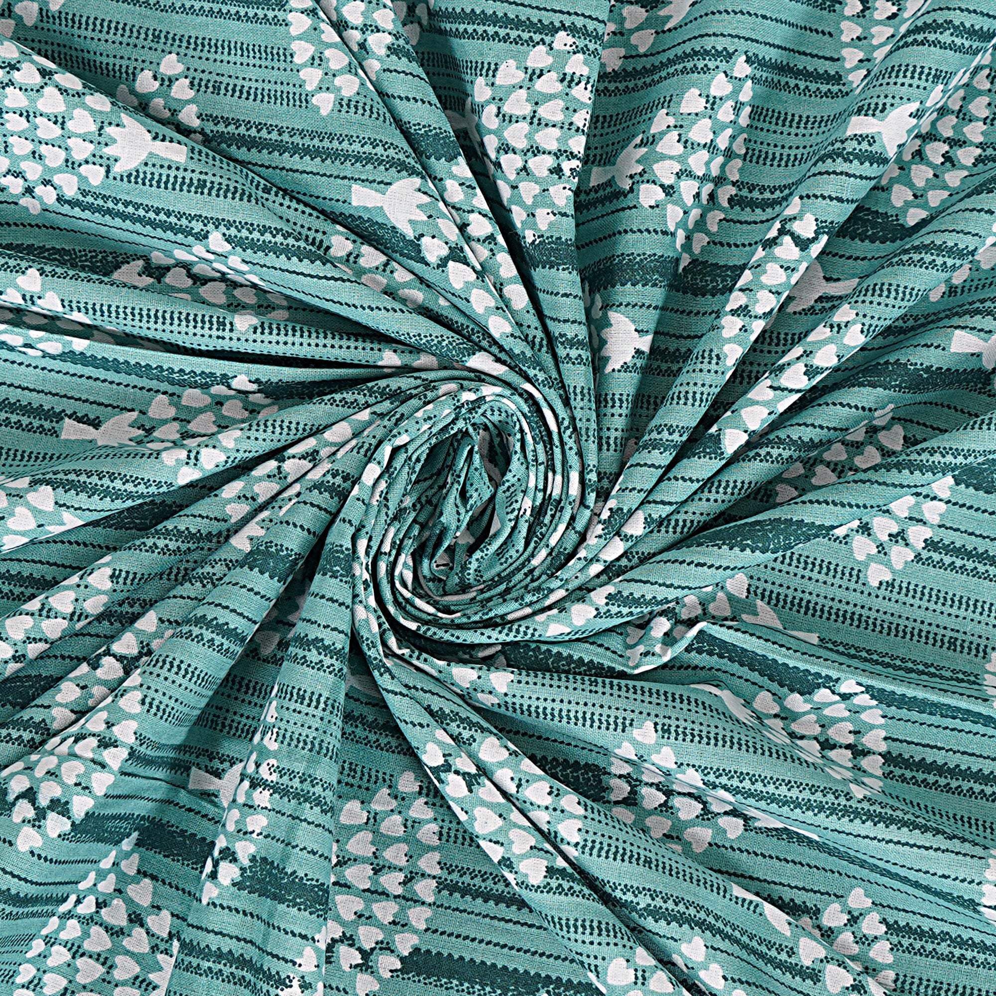 Rudra Bazaar Sea Green 210 TC Cotton Double King Bedsheet With 2 Pillow Covers