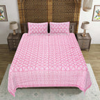 Rudra Bazaar Pink 210 TC Cotton Double King Bedsheet With 2 Pillow Covers