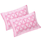 Rudra Bazaar Pink 210 TC Cotton Double King Bedsheet With 2 Pillow Covers