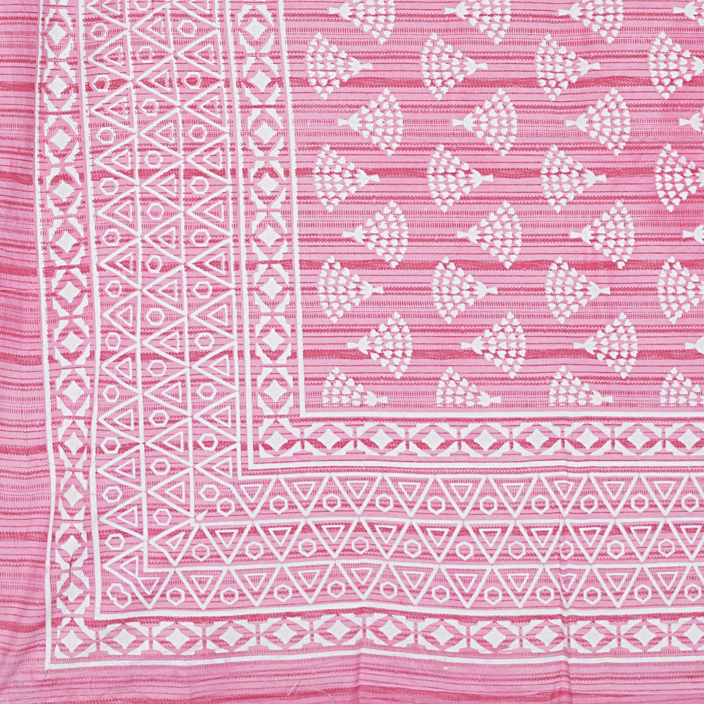 Rudra Bazaar Pink 210 TC Cotton Double King Bedsheet With 2 Pillow Covers