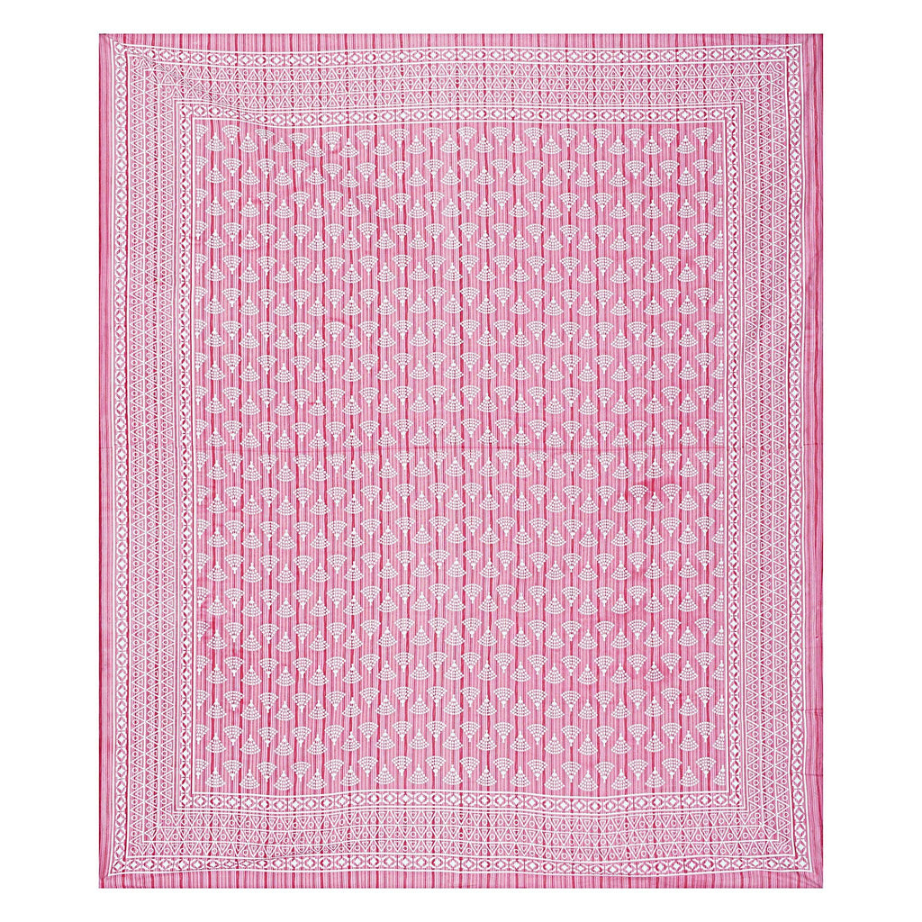 Rudra Bazaar Pink 210 TC Cotton Double King Bedsheet With 2 Pillow Covers