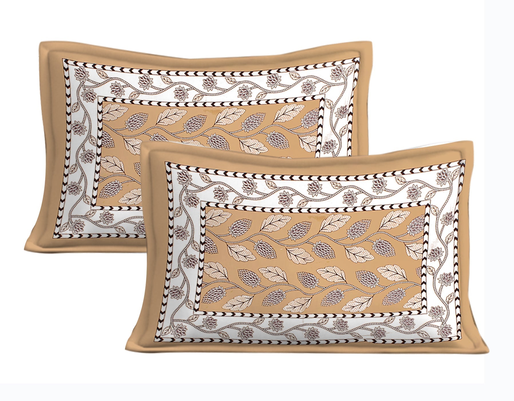 Rudra Bazaar Brown 210 TC Cotton Double King Bedsheet With 2 Pillow Covers