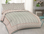 Rudra Bazaar Sea Green 210 TC Cotton Double King Bedsheet With 2 Pillow Covers