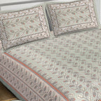 Rudra Bazaar Sea Green 210 TC Cotton Double King Bedsheet With 2 Pillow Covers