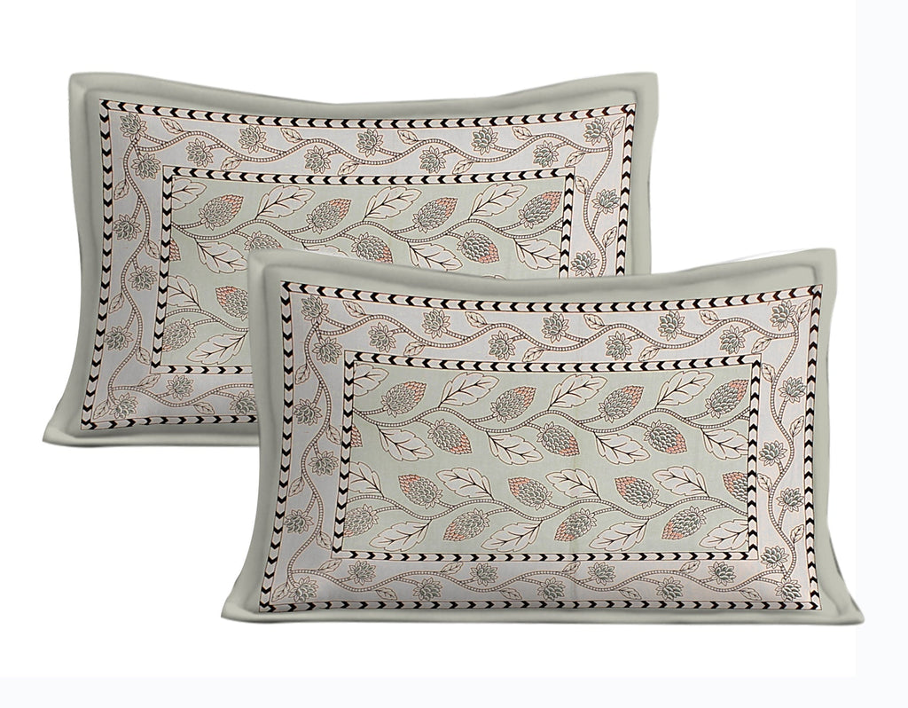 Rudra Bazaar Sea Green 210 TC Cotton Double King Bedsheet With 2 Pillow Covers