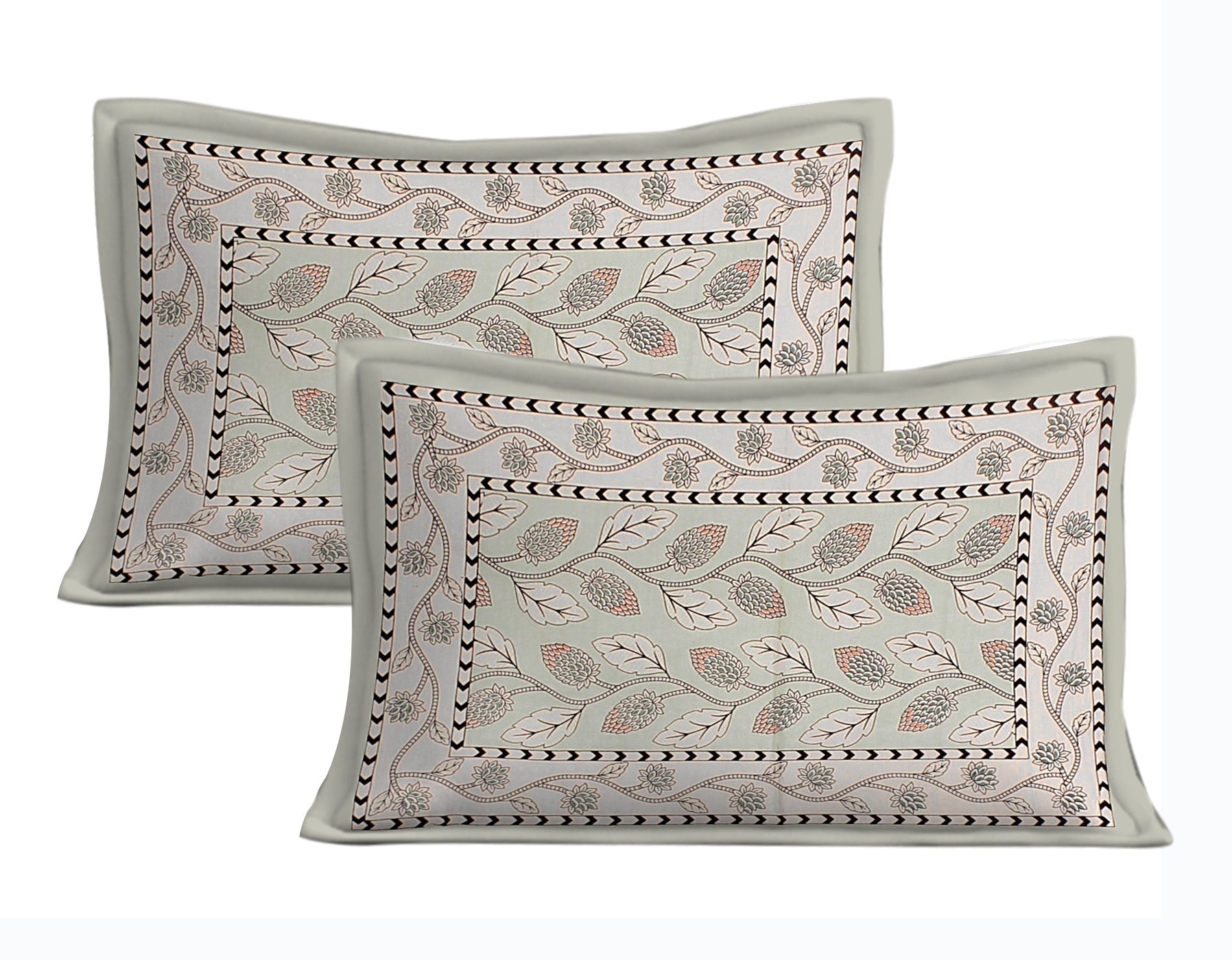 Rudra Bazaar Sea Green 210 TC Cotton Double King Bedsheet With 2 Pillow Covers