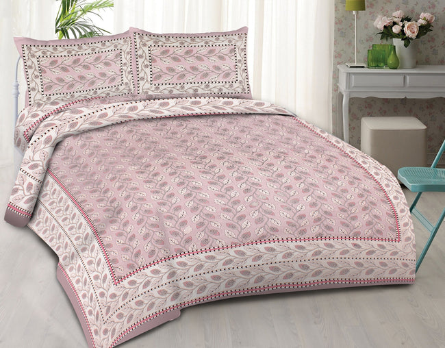 Rudra Bazaar Purple 210 TC Cotton Double King Bedsheet With 2 Pillow Covers Hover Image