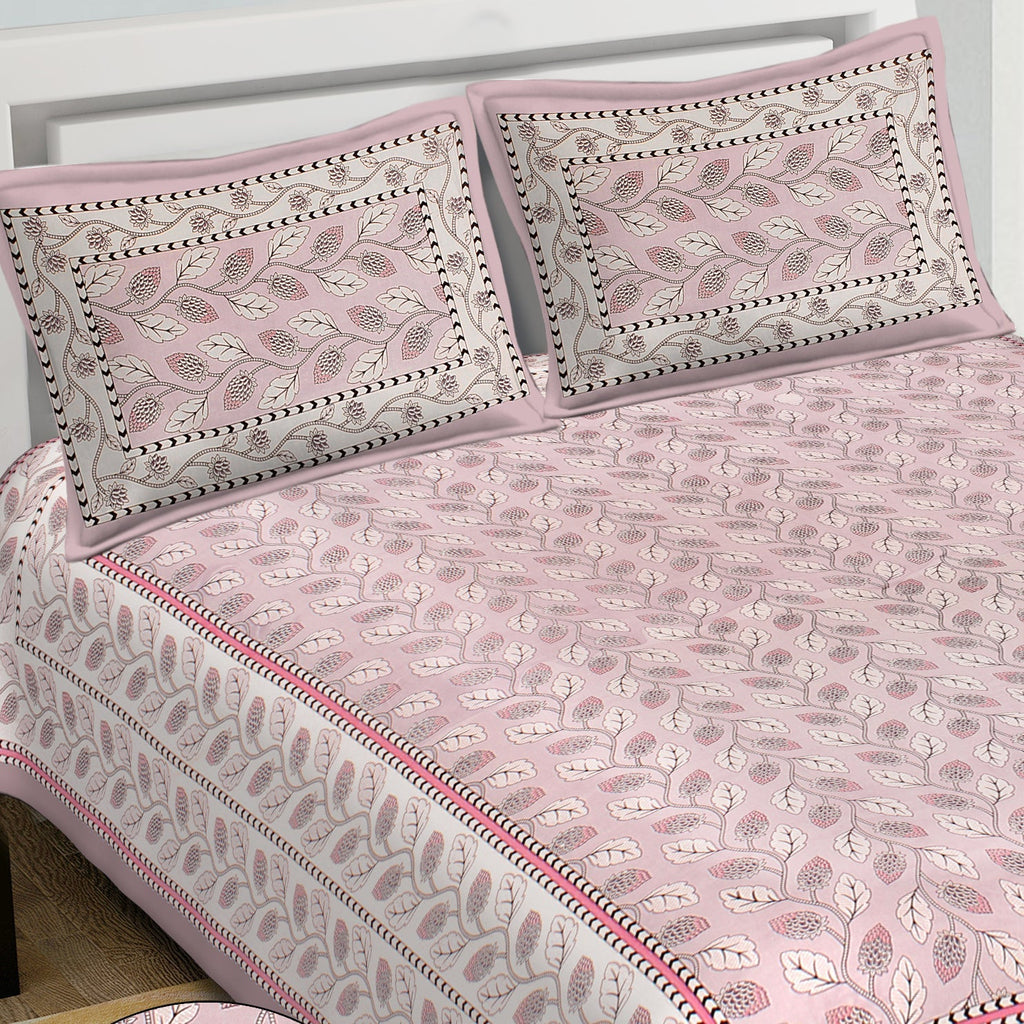 Rudra Bazaar Purple 210 TC Cotton Double King Bedsheet With 2 Pillow Covers