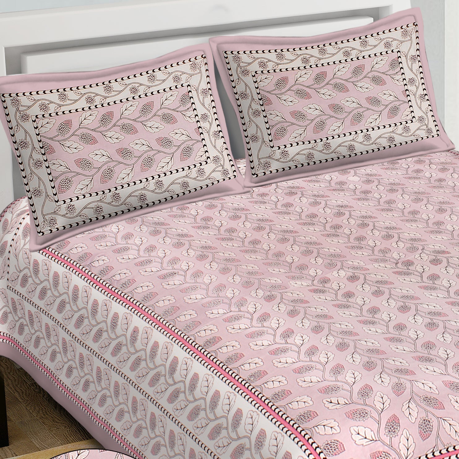 Rudra Bazaar Purple 210 TC Cotton Double King Bedsheet With 2 Pillow Covers