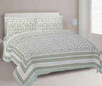 Rudra Bazaar Green 210 TC Cotton Double King Bedsheet With 2 Pillow Covers