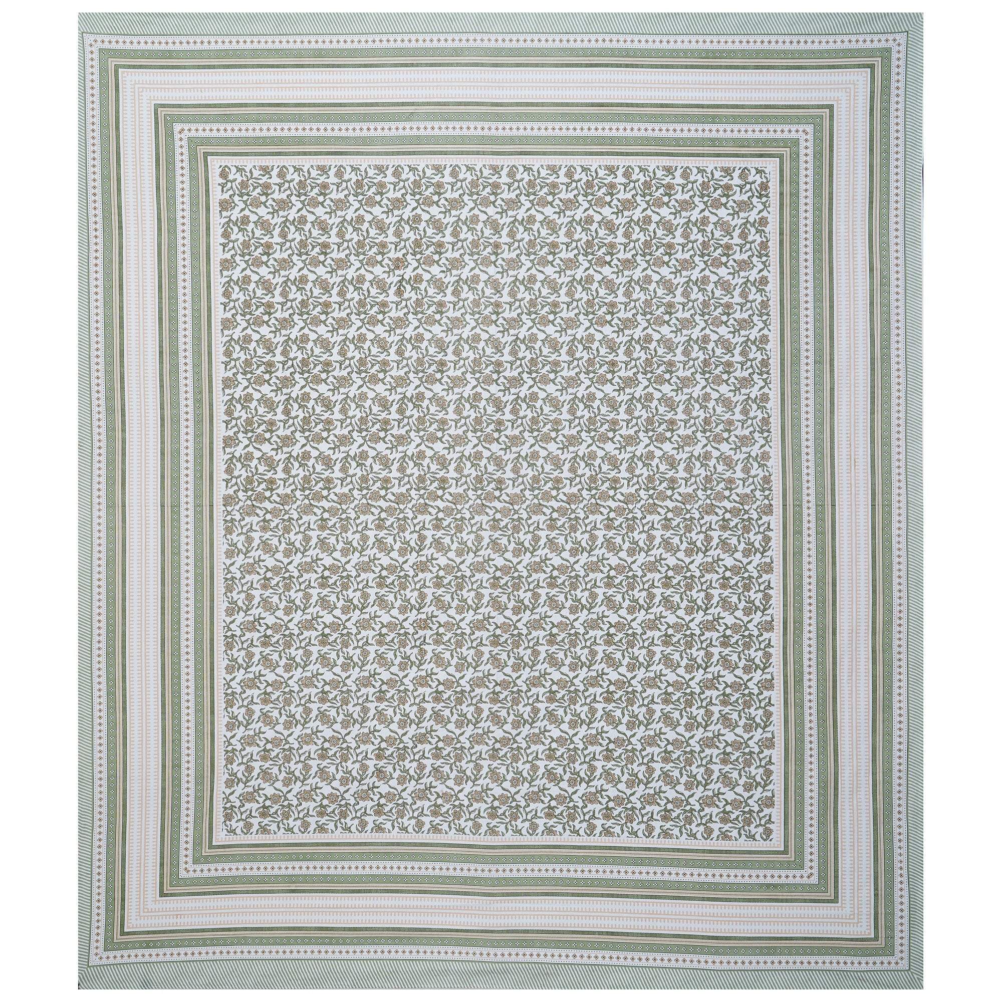 Rudra Bazaar Green 210 TC Cotton Double King Bedsheet With 2 Pillow Covers