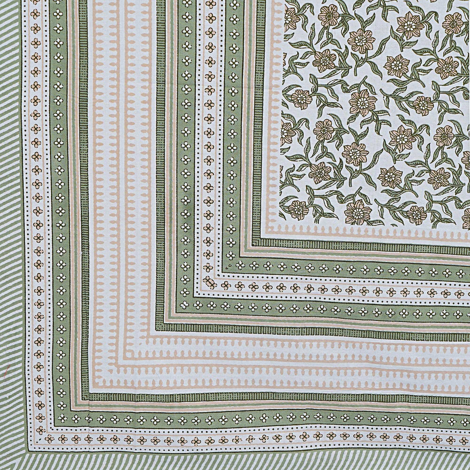 Rudra Bazaar Green 210 TC Cotton Double King Bedsheet With 2 Pillow Covers