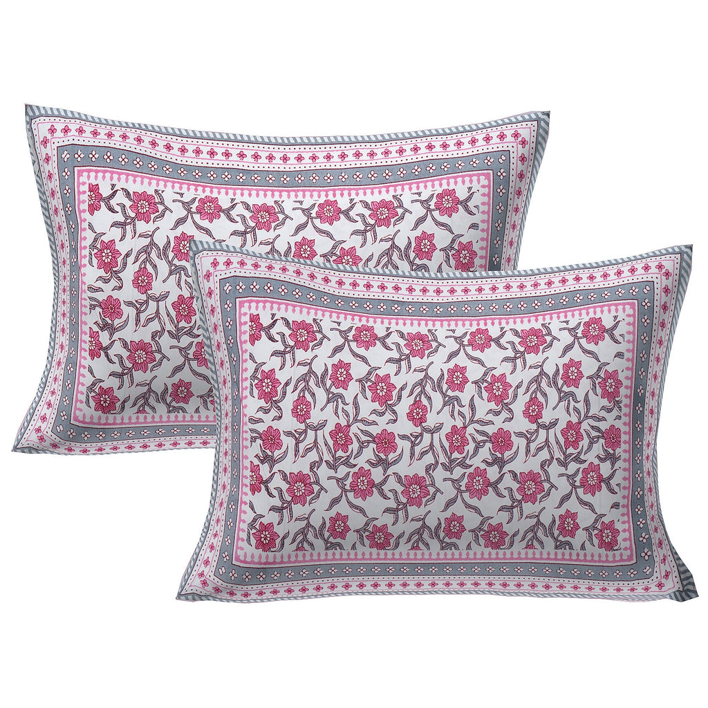 Rudra Bazaar Pink 210 TC Cotton Double King Bedsheet With 2 Pillow Covers