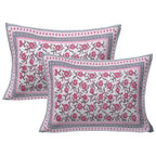 Rudra Bazaar Pink 210 TC Cotton Double King Bedsheet With 2 Pillow Covers