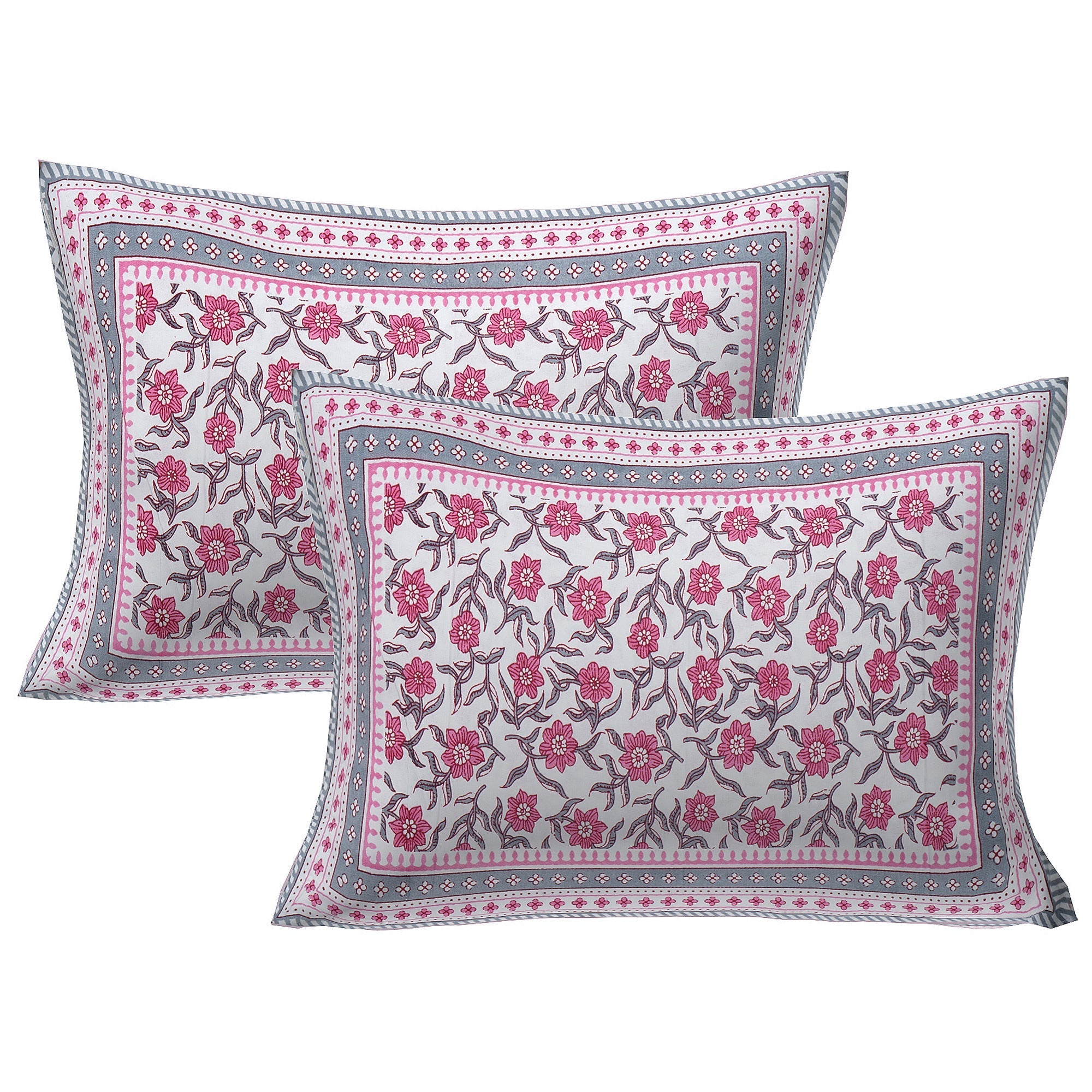 Rudra Bazaar Pink 210 TC Cotton Double King Bedsheet With 2 Pillow Covers