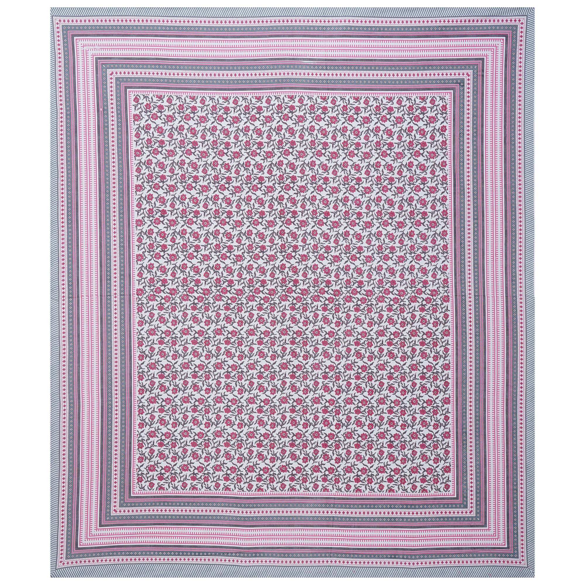 Rudra Bazaar Pink 210 TC Cotton Double King Bedsheet With 2 Pillow Covers