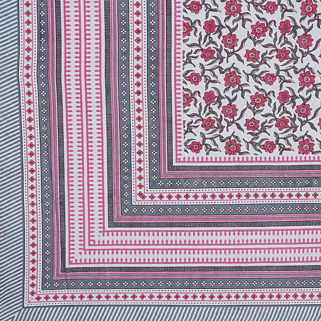 Rudra Bazaar Pink 210 TC Cotton Double King Bedsheet With 2 Pillow Covers