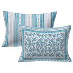 Rudra Bazaar Turquoise Blue 210 TC Cotton Double King Bedsheet With 2 Pillow Covers