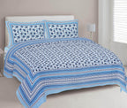 Rudra Bazaar Blue 210 TC Cotton Double King Bedsheet With 2 Pillow Covers