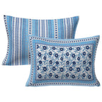 Rudra Bazaar Blue 210 TC Cotton Double King Bedsheet With 2 Pillow Covers