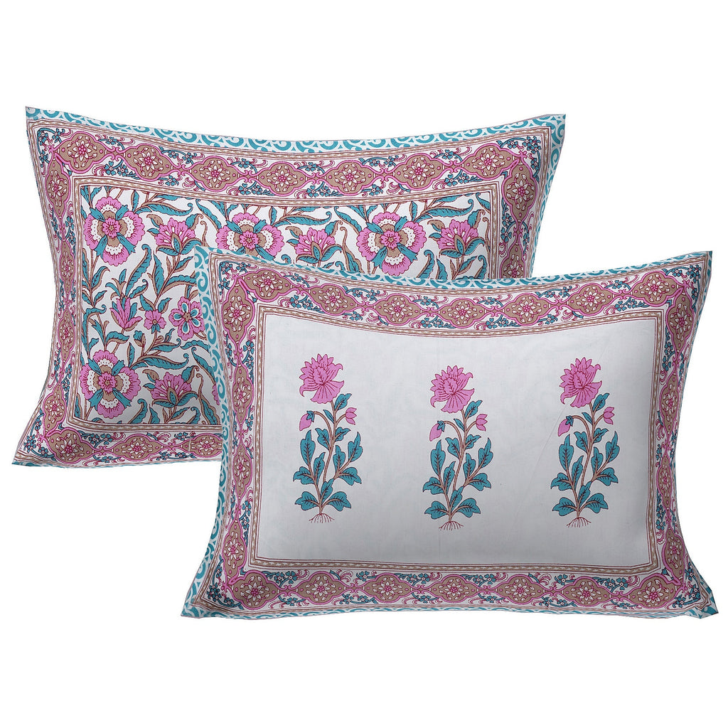 Rudra Bazaar Sea Green 210 TC Cotton Double King Bedsheet With 2 Pillow Covers