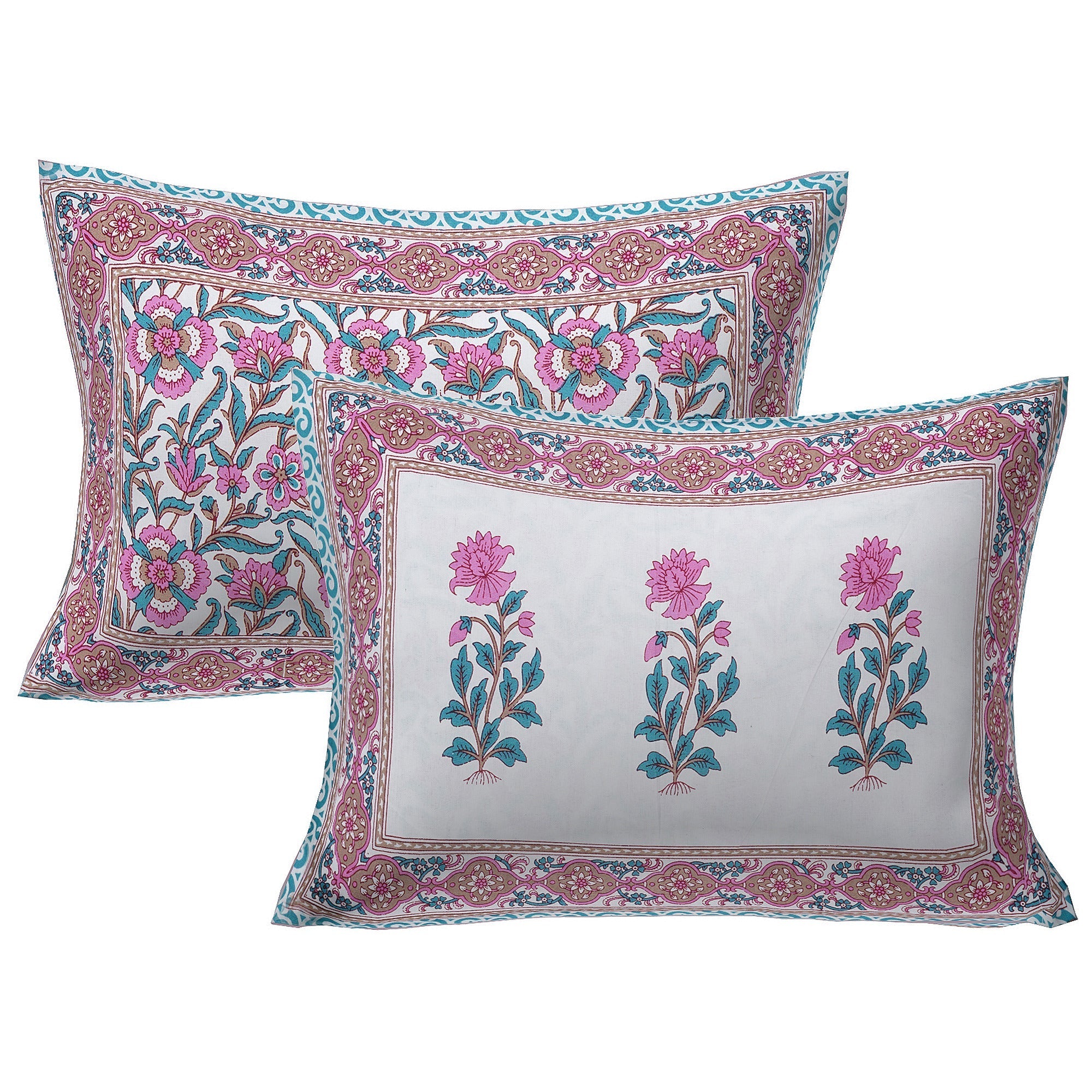 Rudra Bazaar Sea Green 210 TC Cotton Double King Bedsheet With 2 Pillow Covers