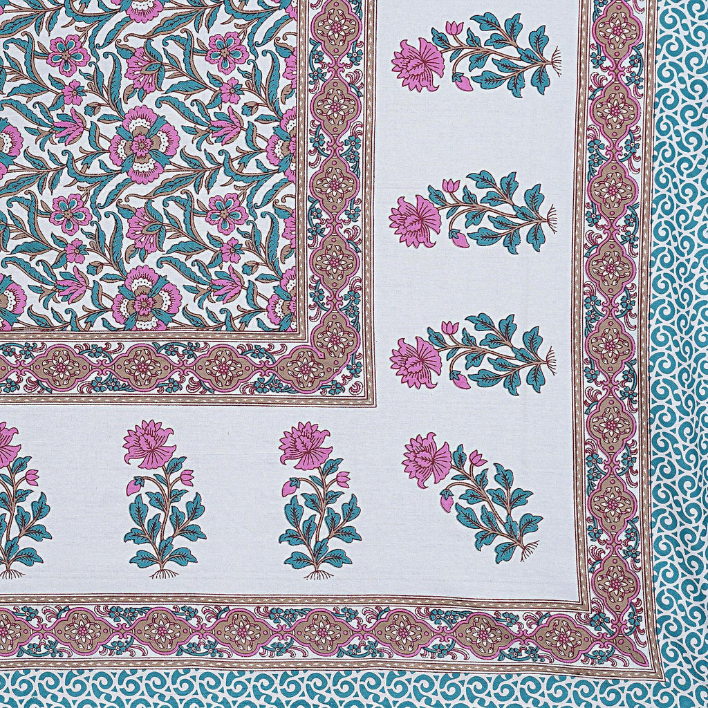 Rudra Bazaar Sea Green 210 TC Cotton Double King Bedsheet With 2 Pillow Covers