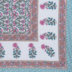 Rudra Bazaar Sea Green 210 TC Cotton Double King Bedsheet With 2 Pillow Covers