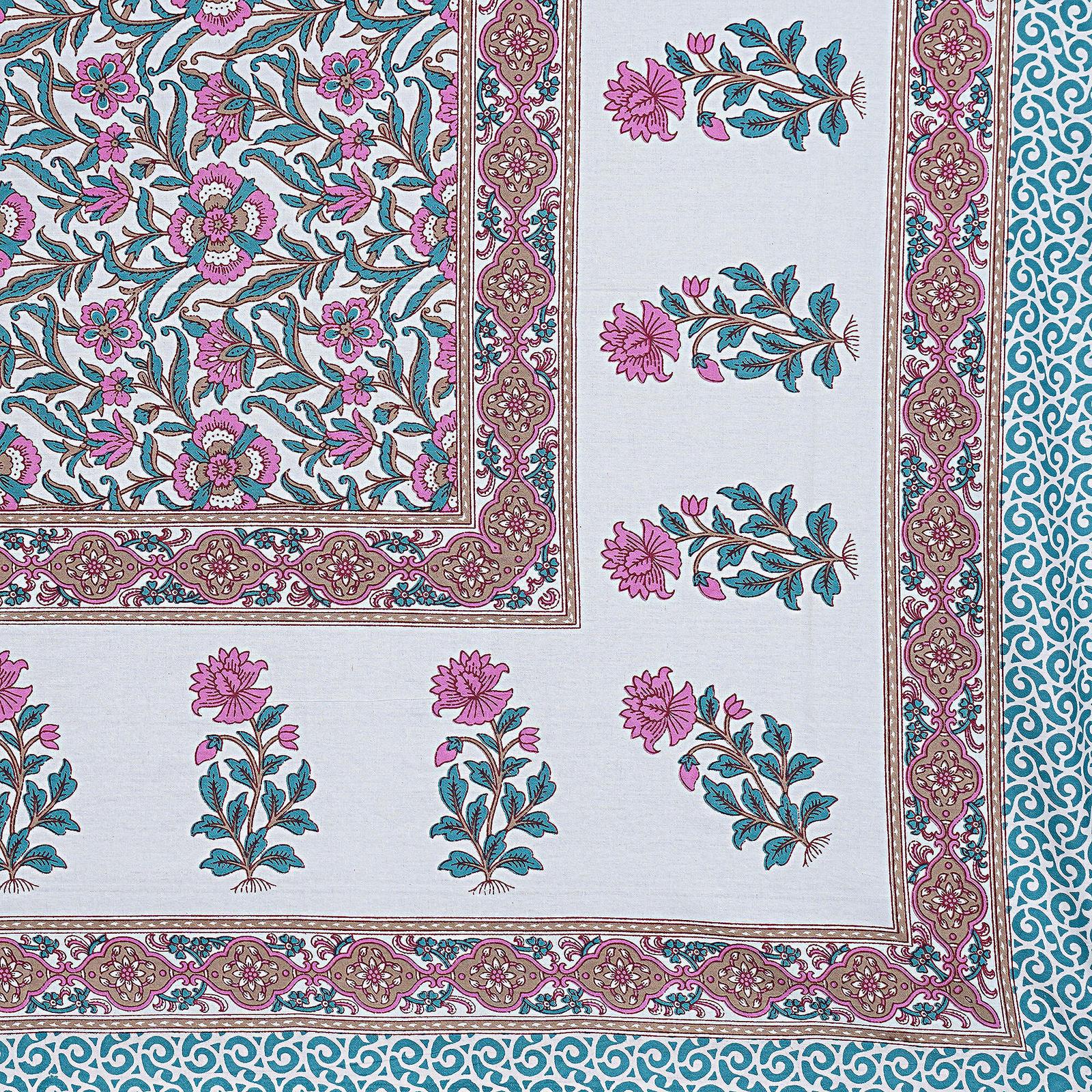 Rudra Bazaar Sea Green 210 TC Cotton Double King Bedsheet With 2 Pillow Covers