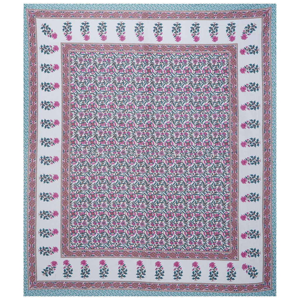 Rudra Bazaar Sea Green 210 TC Cotton Double King Bedsheet With 2 Pillow Covers