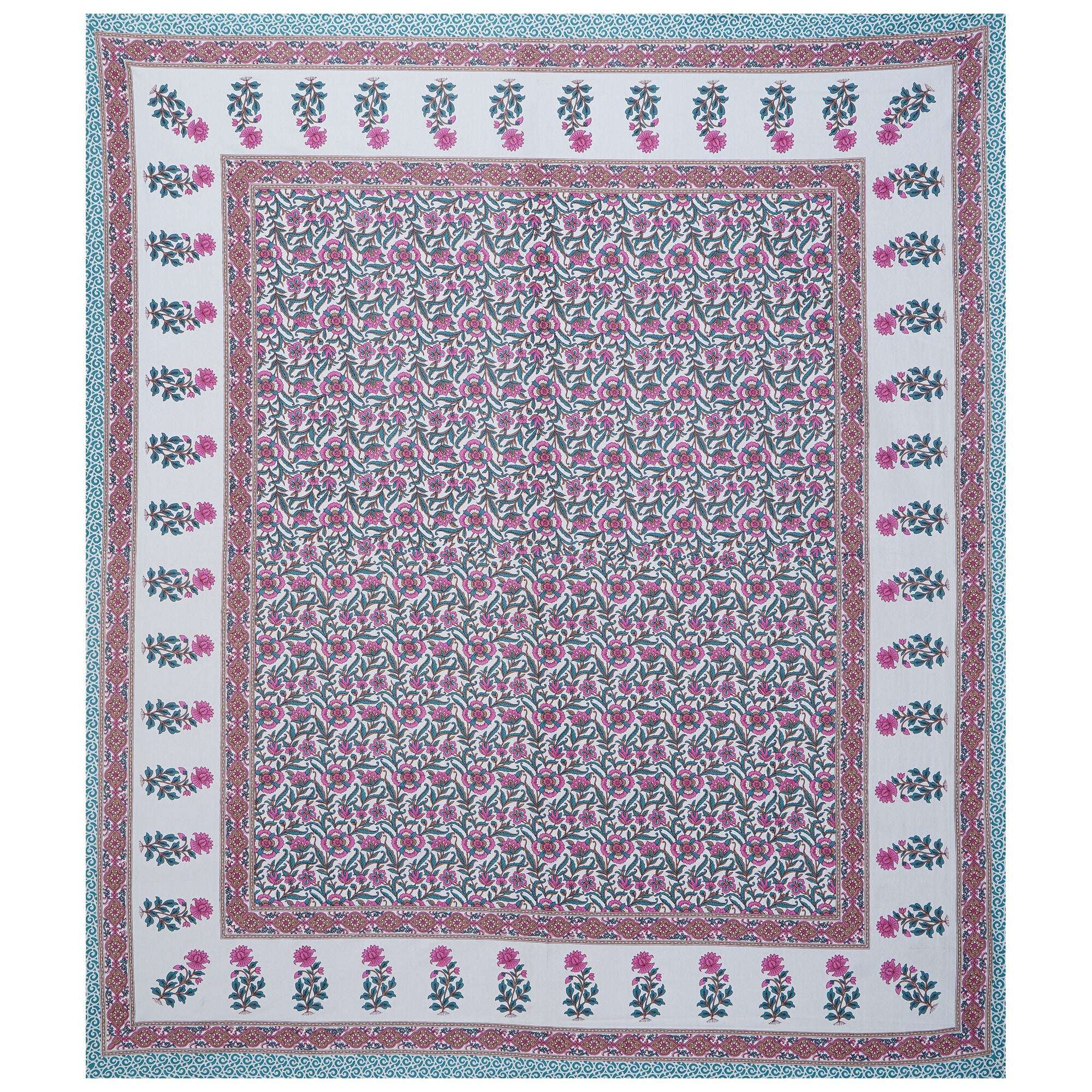 Rudra Bazaar Sea Green 210 TC Cotton Double King Bedsheet With 2 Pillow Covers