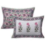 Rudra Bazaar Green 210 TC Cotton Double King Bedsheet With 2 Pillow Covers