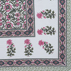 Rudra Bazaar Green 210 TC Cotton Double King Bedsheet With 2 Pillow Covers