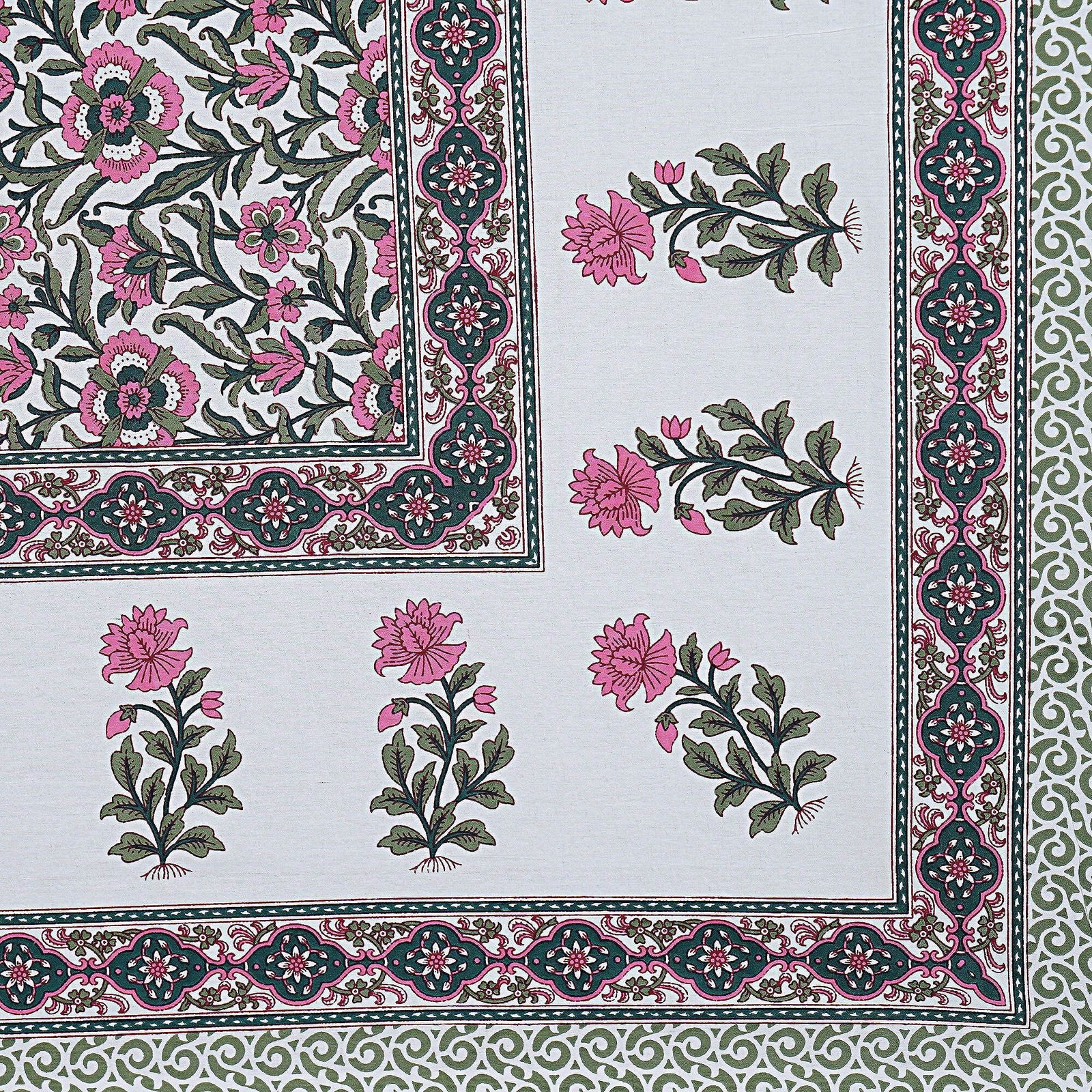 Rudra Bazaar Green 210 TC Cotton Double King Bedsheet With 2 Pillow Covers