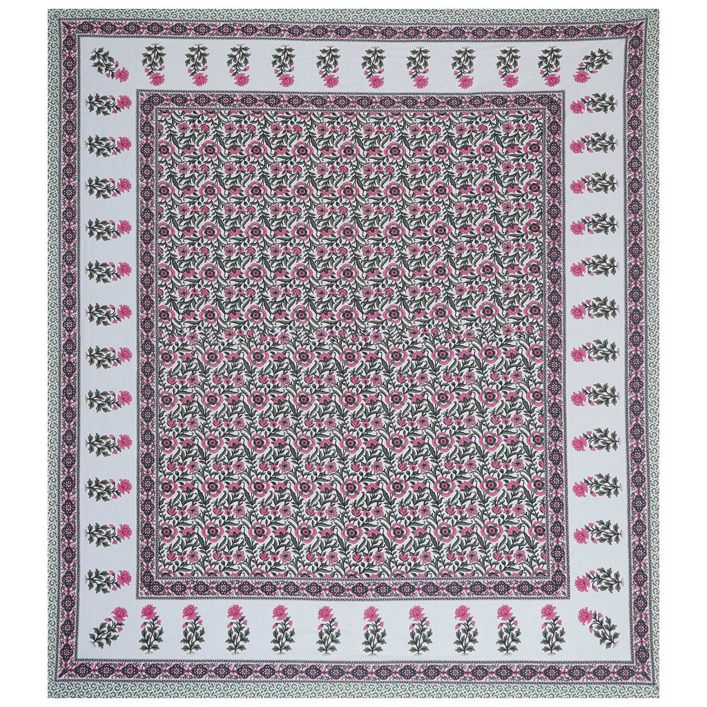 Rudra Bazaar Green 210 TC Cotton Double King Bedsheet With 2 Pillow Covers