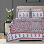 Rudra Bazaar Grey 210 TC Cotton Double King Bedsheet With 2 Pillow Covers