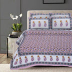 Rudra Bazaar Pink 210 TC Cotton Double King Bedsheet With 2 Pillow Covers