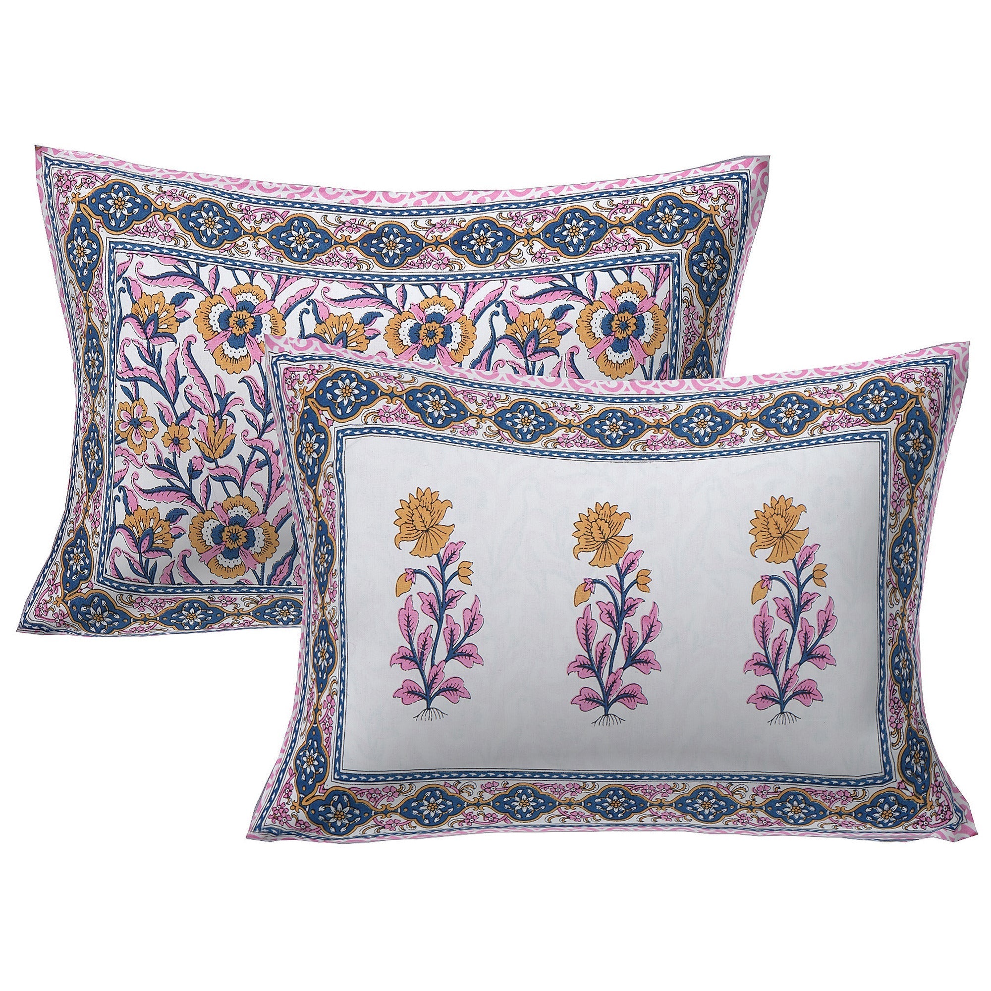 Rudra Bazaar Pink 210 TC Cotton Double King Bedsheet With 2 Pillow Covers